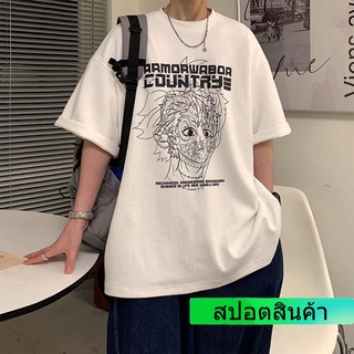 เสื้อยืดแขนสั้น คอกลม ทรงหลวม พิมพ์ลายการ์ตูนอนิเมะ สไตล์ญี่ปุ่น ฮ่องกง แนวสตรีท เหมาะกับฤดูร้อน เข้าได้กับทุกชุด สําหรั