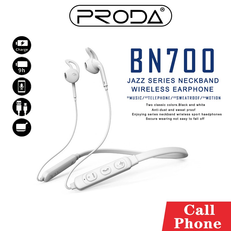 หูฟัง Bluetooth Proda รุ่น BN700 คุณภาพเสียงดี หูฟังไร้สาย ใช้งานได้นาน 30  ชม. โทรคุยฟังเพลงประมาณ 9 ชม. หูฟังบลูทูธ