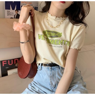 🌈พร้อมส่ง🌈เสื้อยืดลายน่ารัก เสื้อยืดเกาหลี เสื้อยืดแขนหยักคอเต่านิดๆ แขนหยัก สุดเก๋ๆ ลายน่ารักสุดฮิต เสื้อ👚