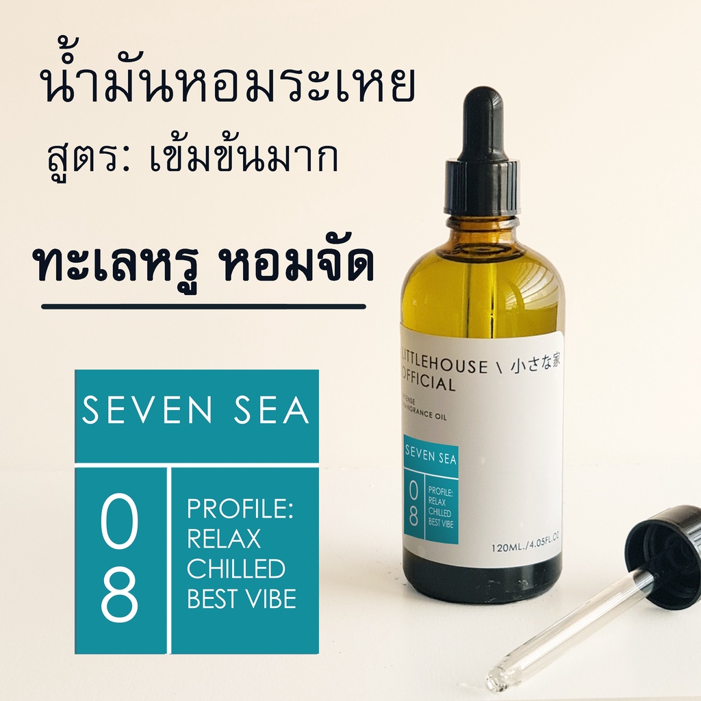 Littlehouse-น้ำมันหอมระเหยเข้มข้น(Concentrated Frangrance Oil)กลิ่นseven-sea 08 (สำหรับเตาอโรมาแบบใช