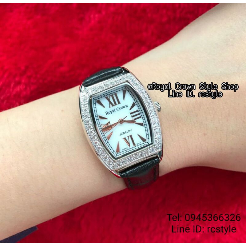 Royal Crown นาฬิกาข้อมือผู้หญิง,ของแท้,กันน้ำ,มีบัตรับประกัน1ปี,จัดส่งพร้อมกล่องครบ
