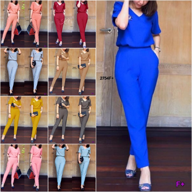 Set 2ชิ้น เสื้อคอวีแขนสั้น +กางเกงขายาว TT2754