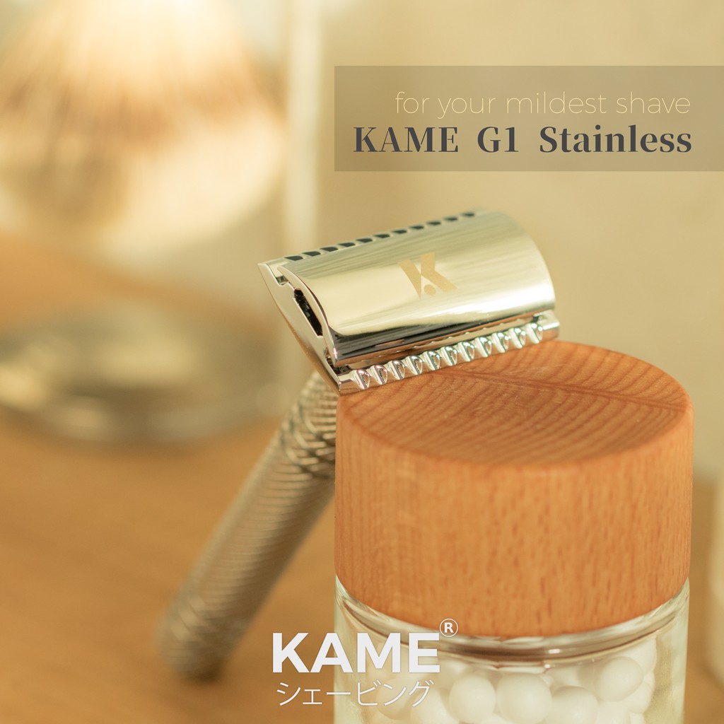 KAME (คาเมะ) G1 KMS95 สแตนเลส มีดโกนหนวด มีดโกนสองคม