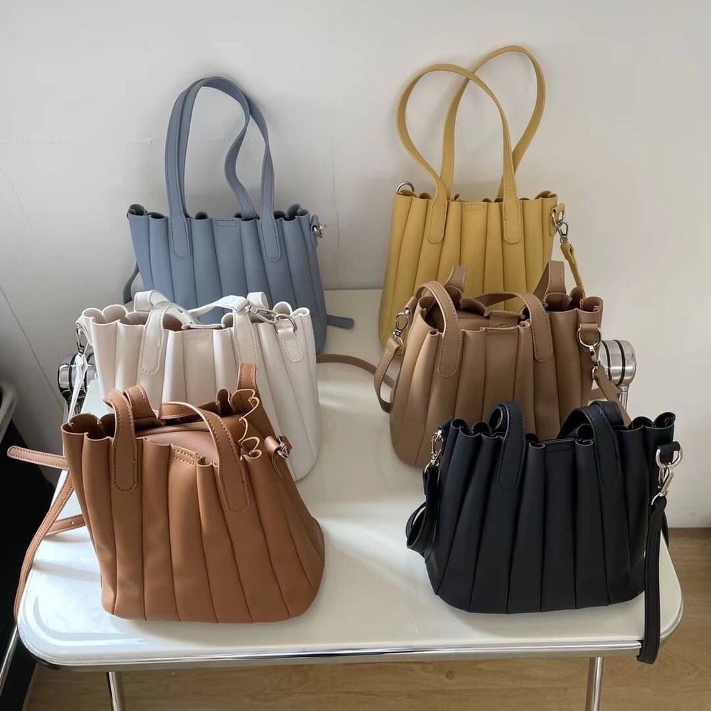 Korean Style Pleat Bag กระเป๋าพลีท กระเป๋าหนัง PU กระเป๋าสะพายข้าง