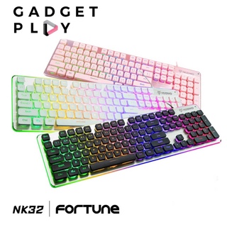[กรุงเทพฯ ด่วน 1 ชั่วโมง] NUBWO NK-32 Fortune Black / White &amp; Pink Edition Rubber Dome Keyboard มัลติคัลเลอร์ ปุ่มแบบ ไฟ