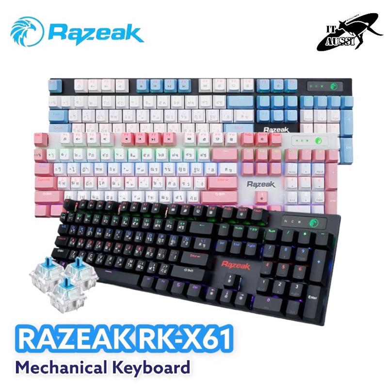 คีย์บอรด์เกมมิ่ง Razeak RK-X61 Pantheon Metal Mechanical  Keyboard Gaming BLUESWITCH