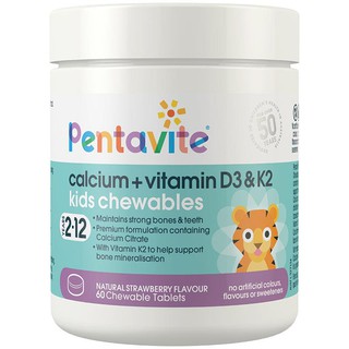 Pentavite Calcium + Vitamin D3 &amp; K2 Kids 60 Chewable Tablets