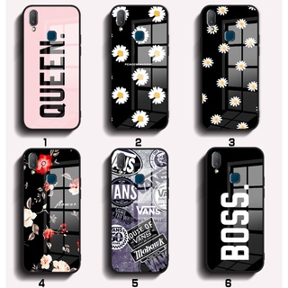 Glass Casing VIVO 1806 1726 1723 1814 1811 1816 1807 V11i Y85 V9 Y91 Y95 Tempered Glass Cover Flowers New Case Soft Silicon Edge Protector TPU Side HardCover