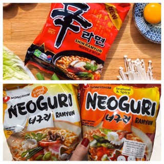 มาม่า บะหมี่กึ่งสำเร็จรูปเกาหลี นงชิม shin ramyun รส เผ็ด// neoguri รสทะเล เผ็ดน้อย เผ็ดมาก 120g Korean instant noodles