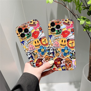 เคสซิลิโคน iPhone 14 Pro Max iPhone 13 Pro Max iPhone 12 Pro Max iPhone 11 Pro Max X XR XS Max Fashion Cartoon DREW house Smile Face Silicone Case