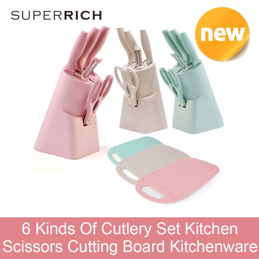 SUPERRICH 6 Kinds of Cutlery Set Kitchen Cutting Board Kitchenware