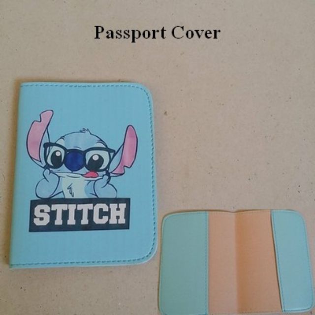 หุ้มปกพาสปอร์ต PassPort(ใส่ book bank สมุดบัญชี ธนาคารได้ค่ะ) ปกหนัง ลาย สติช Stitch ขนาด 10x14 ซม.