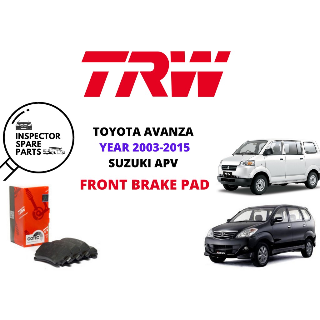 100% TRW TOYOTA AVANZA SUZUKI APV ผ้าเบรคหน้า GDB7656