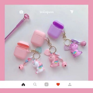 พร้อมส่ง!!เคสแอร์พอดยางซิลิโคนUnicornพวงกุพร้อมแหวนห่วงน่ารักมากๆCase for Airpods1/2 i9stws i10tws i11tws i12tws