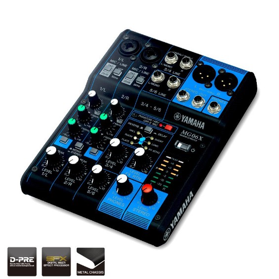 YAMAHA MG06X Mixing Console 6-Channel Mixing Max 2 Mic / 6 Line Inputs (2 mono + 2 stereo) / 1 Stere
