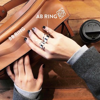 Mina Code BB Ring แหวนเรียบแบนลายเส้นคู่