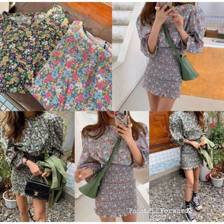 Korea floral dress Dressลายดอกเล็กลายสวย