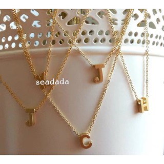 seadada สร้อยคอตัวอักษร  งานชุบทองคำขาว 26 letter necklace 14k สร้อยพร้อมจี้ Minimal