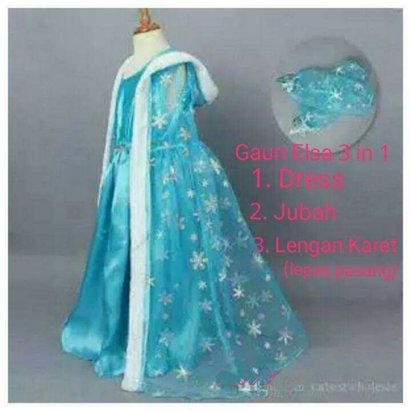 DHS Frozen Costume 3 in 1 Frozen Dress Elsa Anna Disney Princess ชุดคอสเพลย์