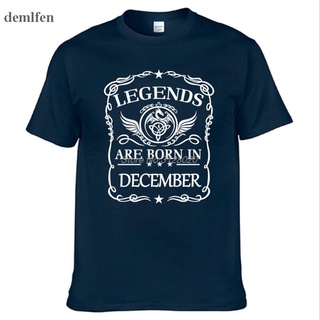 เสื้อยืดคอกลม แขนสั้น ผ้าฝ้าย พิมพ์ลาย Legends Are Born In December แฟชั่นสําหรับผู้ชายSize S-5XL