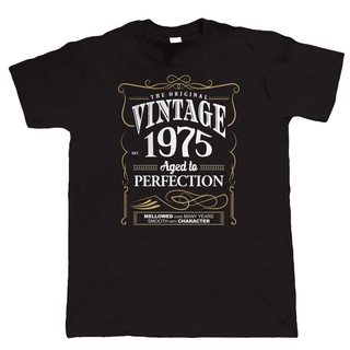 เสื้อยืด พิมพ์ลาย Him Dad Fathers 1975 Aged To Perfection สไตล์วินเทจ ของขวัญวันเกิด สําหรับผู้ชาย