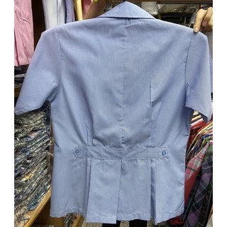 เสื้อสาธารณสุขคอบัว เสื้อลายริ้วอนามัย พร้อมส่ง
