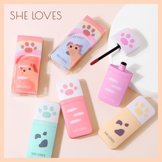 SHE LOVES(TB-140) ลิปซอฟทินท์ ลิปเจลลี่ทินท์ ครีมมี่ นุ่มละมุน สีชัด ติดทน กันน้ำ Macaroon Cats Paw Lip gloss Lip Tint