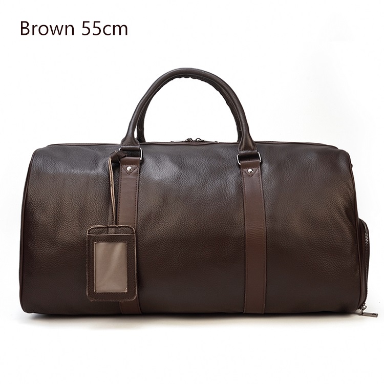 BMen Travel Bag Soft Genuine Leather Big Travel Duffle Overnight