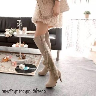 [[พร้อมส่ง]] รองเท้าบูทยาว บุขน