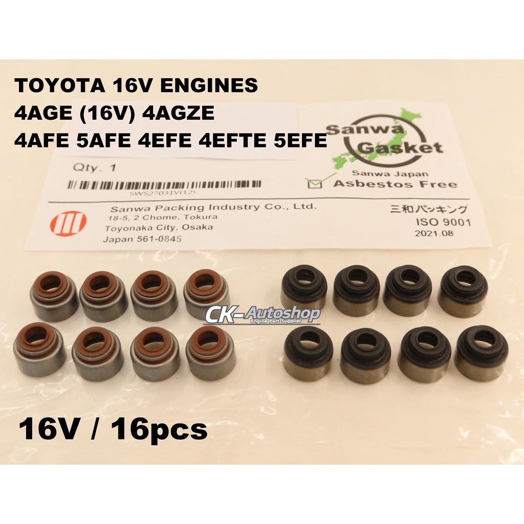 SANWA Japan Viton วาล์วซีล-Toyota 4AFE 4AGE 16V 4AGZE 5AFE 4EFE 4EFTE 5EFE Corolla Starlet AE86 KE70