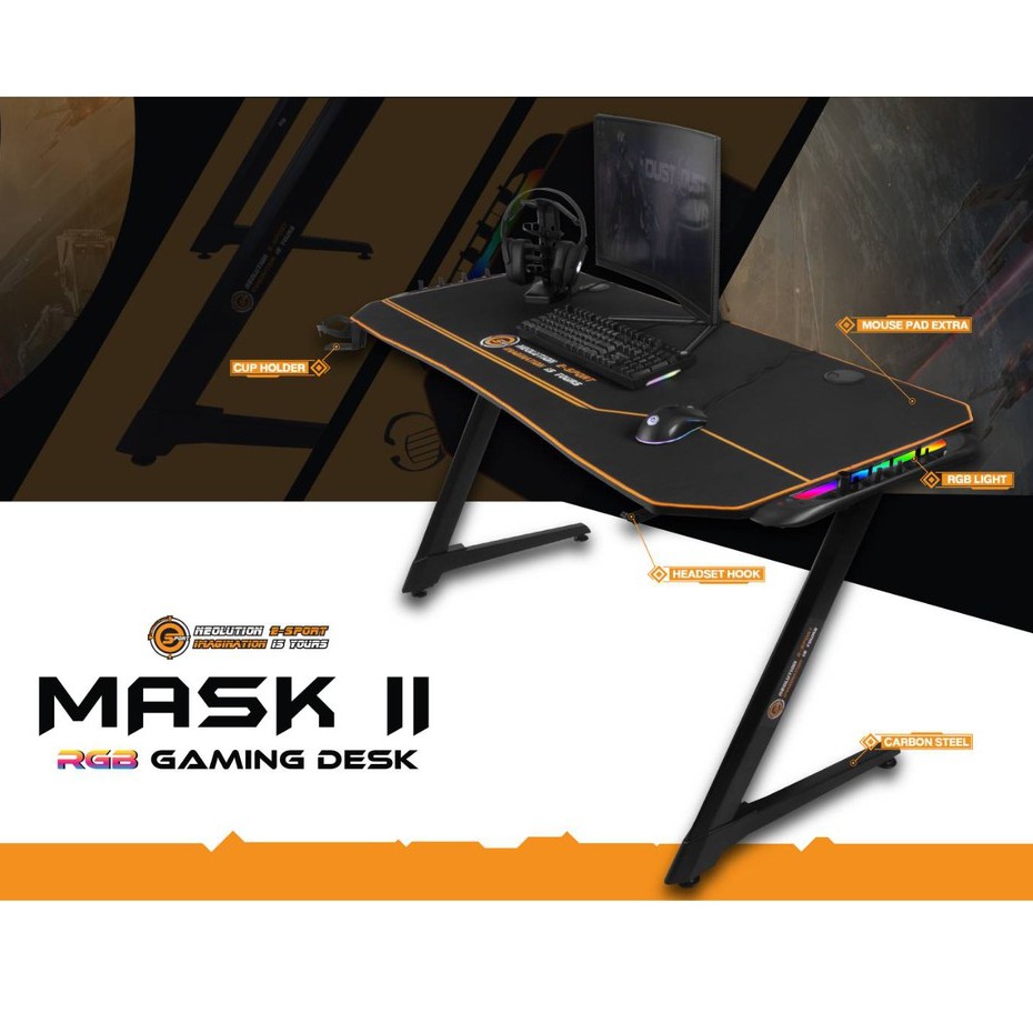 Neolution E-Sport MASK II, MASK AL IMAGINATION Gaming Desk โต๊ะเกมมิ่ง พร้อมไฟ RGB  ประกัน 1ปี