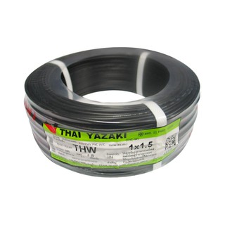 สายไฟ สายเมน สายไฟบ้าน อย่างดี มอก. THW IEC01 YAZAKI 1x1.5ตร.มม. 100 ม. สีดำ ELECTRIC WIRE THW IEC01 YAZAKI 60227IEC01 1