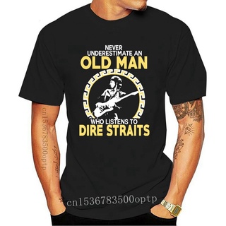 เสื้อยืดครอปเสื้อยืด พิมพ์ลาย Never Underestimate Old Listens To Dire Straits สไตล์คลาสสิก ไม่ซ้ําใคร สําหรับผู้ชาย 2 3