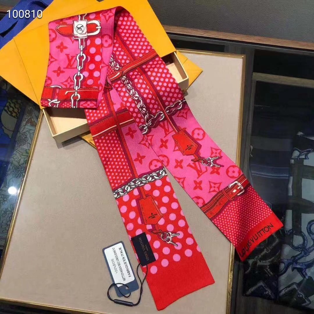 ผ้าพันคอ ผ้าพันหูกระเป๋า ผ้าพันคอแบรนด์ ป้ายLV💝พร้อมส่งจากไทย🇹🇭💝 ผ้าพันคอแฟชั่น ขนาด8×120 cm.ผ้าคาดผ
