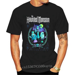 เสื้อผ้าผชเสื้อยืด ผ้าฝ้าย พิมพ์ลายภาพยนตร์ The Haunted Mansion สีดํา สําหรับผู้ชายS-5XL