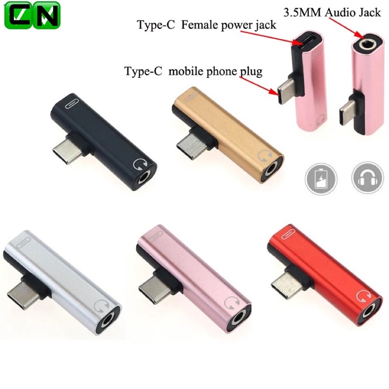 สำหรับHuawei Xiaomi 2 In 1 Type-Cการชาร์จไฟอะแดปเตอร์Dual AUX SplitterหูฟังAUX CABLEอะแดปเตอร์แปลง