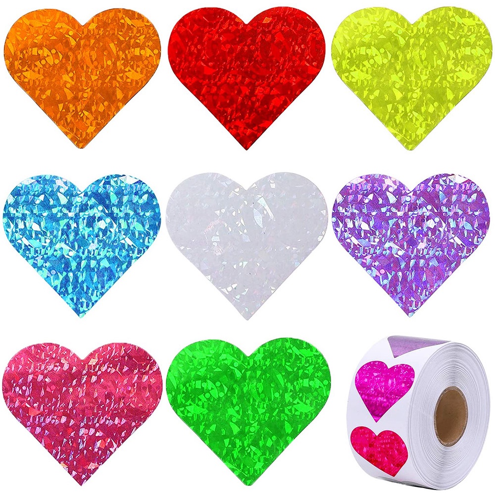 500 ชิ ้ นที ่ มีสีสันวันวาเลนไทน ์ Love Heart Shape สติกเกอร ์ ของขวัญบรรจุภัณฑ ์ งานแต ่ งงานเครื ่ องเขียนสติกเกอร ์ สติกเกอร ์