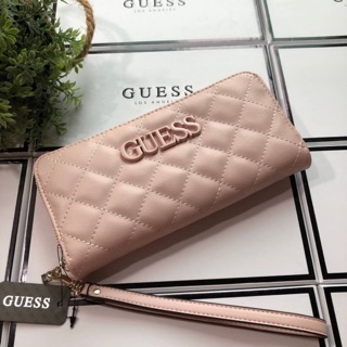 🧚‍♀️ GUESS WOMENS 2019 LONG WALLET กระเป๋าสตางค์ใบยาวหนังนิ่ม สีชมพูนู้ด