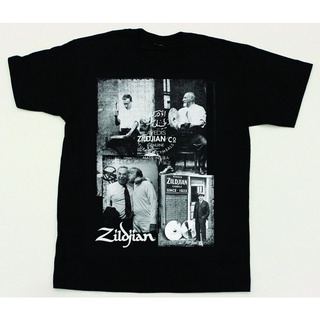 เสื้อยืดคอกลมcrew neckเสื้อยืดผ้าฝ้าย 100% พิมพ์ลาย Zildjian Photo สีดํา สําหรับผู้ชายS-4XL