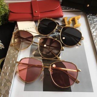 Eyewear_by.tm แว่นกันแดด ทรง Aviator มาใหม่  มีบาบน  สี ดำ ชาไล่เฉด ชมพู