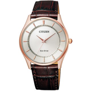 นาฬิกา Citizen Ecodrive พิ้งค์โกลด์ ผู้ชาย สายหนังน้ำตาล BJ6483-01A