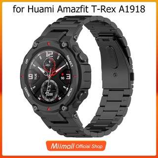 Miimall สายผู้หญิงผู้ชาย Huami Amazfit T-Rex A1918 สายรัดข้อมือ พรีเมี่ยมสแตนเลสสตีลโลหะ นาฬิกาสายคล้องคอสายรัดข้อมือ สำหรับ Amazfit T-Rex