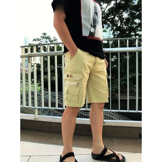 ✨กางเกงขาสั้นกระเป๋าข้าง กางเกงเดินป่า Mens cargo shorts Casual  Comfy Cotton pants LM (Cream)✨