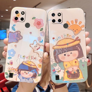 เคสโทรศัพท์ Realme C25Y C21Y C21 C11 2021 C25S C25 C17 7i C15 C12 GT Master Edition Realme8 4G 5G Casing Fashion Luxury Rhinestone Bling Softcase Glitter Lovely Cartoon Flower Sun Girl Yellow Back Cover เคส Realme C25-Y Phone Case