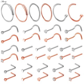 Alisouy ใหม่ จิวจมูกปลอม แบบเหล็ก 20 กรัม 1 ชิ้น