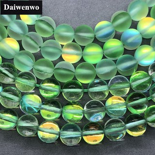 สีเขียวมะกอกแฟลชแววแวววาว Spectrolite ควอตซ์คริสตัลลูกปัดสมูท Frosted 6/8/10/12 มม Olive Green Flash Glitter Beads