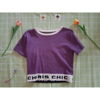 เสื้อครอปคอกลม สีม่วง