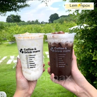 [ขายยกลัง] แก้วแคปซูล PP 22ออนซ์ / 20ออนซ์ ปาก95 แก้วพลาสติก พิมพ์ลาย แก้วลาย Coffee time บรรจุ 1,000 ชิ้น/ลัง