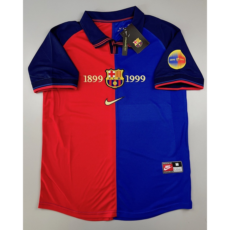 เสื้อบอล ย้อนยุค บาร์เซโลน่า 1999 เหย้า Retro Barcelona Home ครบ 100 ปี 1899-1999 เรโทร คลาสสิค