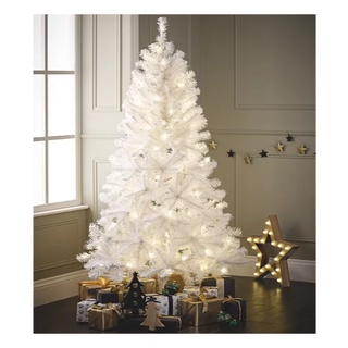 ต้นคริสต์มาสประดับตกแต่ง พร้อมไฟตกแต่ง ขนาด 180 ซม. 6 ฟุต Christmas tree with Decorate light 180 cm 6 ft  (White)